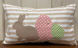 1 Landhausstill Kissenhülle & Kissen, Osterkissen,Ostern beige/weiß 30x50cm.