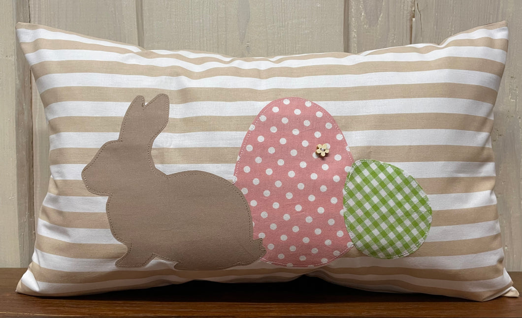 1 Landhausstill Kissenhülle & Kissen, Osterkissen,Ostern beige/weiß 30x50cm.