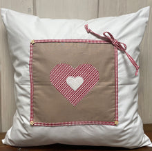 Load image into Gallery viewer, 1x country house style cushion cover * cushion cover * farmhouse decorative cushion * white/red
