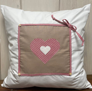 1x country house style cushion cover * cushion cover * farmhouse decorative cushion * white/red