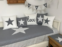 Load image into Gallery viewer, Maritime patchwork blanket, bedspread, children's blanket, bed throw 130cm x 200cm grey/white
