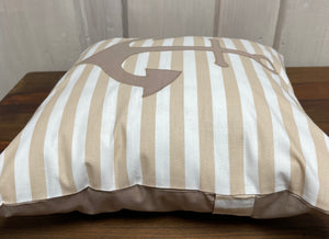 1 Maritime Kissenhülle, Kissenbezug, Landhausstil Kissenhüllen, Dekokissen *Anker* beige/weiß gestreift