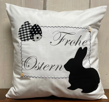 Lade das Bild in den Galerie-Viewer, 1 Landhausstill Kissenhülle, Kissenbezug, Osterkissen,Ostern weiß/schwarz
