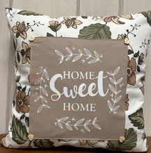Cargar imagen en el visor de la galería, Landhausstil Kissenhülle * Kissenbezug * Dekokissen „ Home Sweet Home „ beige/grün

