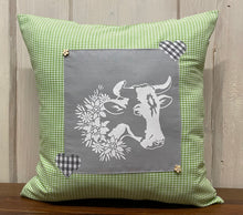 Load image into Gallery viewer, 1x country house style cushion cover * cushion cover * farmhouse decorative cushion * cow *
