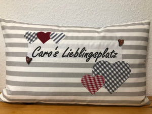 1x Personalized cushion cover, country house style cushion cover &amp; cushion ticking, country house style decorative cushion *... Favorite place * gray/white stripes