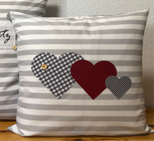 Landhausstil Kissenhülle * Kissenbezug * Dekokissen * Herzen *