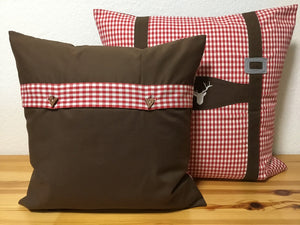 1x Landhausstil Kissenhülle * Kissenbezug * Bauernstube Dekokissen *Bayern* braun/rot