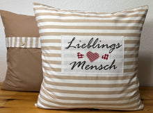 Lade das Bild in den Galerie-Viewer, 1x Landhausstil Kissenhülle * Kissenbezug * Dekokissen beige/weiß * Lieblings Mensch *
