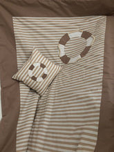 Load image into Gallery viewer, Maritime patchwork blanket, bedspread, children's blanket, bed throw 130cm x 200cm beige/white striped
