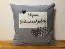 Load image into Gallery viewer, 1x country house style cushion cover * cushion cover * decorative cushion gray * dad&#39;s snoring place *
