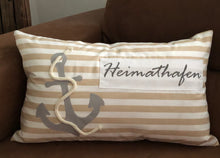 Lade das Bild in den Galerie-Viewer, Maritime Kissenhülle, Landhausstil Kissenbezug * Heimathafen * Beige/weiß 30x50cm.
