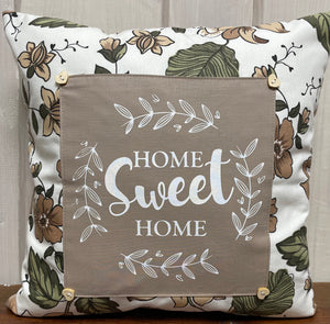Landhausstil Kissenhülle * Kissenbezug * Dekokissen „ Home Sweet Home „ beige/grün