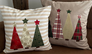 1x Weihnachtliche Landhausstil Kissenhülle * Kissenbezug * Dekokissen * beige weiß gestreift
