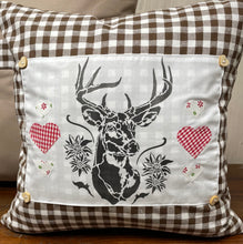 Load image into Gallery viewer, 1 country house style cushion cover, cushion cover, decorative cushion * deer * brown
