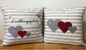 Landhausstil Kissenhülle * Kissenbezug * Dekokissen * Herzen *