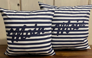 1x Maritime Kissenhülle, Kissenbezug, Landhausstil Kissen, Anker blau/weiß