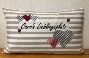 1x Personalized cushion cover, country house style cushion cover &amp; cushion ticking, country house style decorative cushion *... Favorite place * gray/white stripes