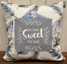 Загрузить изображение в средство просмотра галереи, Landhausstil Kissenhülle * Kissenbezug * Dekokissen „ Home Sweet Home „ naturweiß/blau/grau
