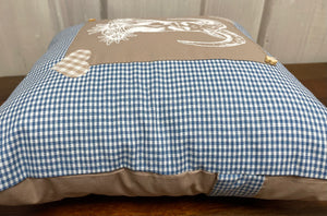 1 Landhausstil Kissenhülle, Kissenbezug, Dekokissen * Jäger Mufflon * blau /beige