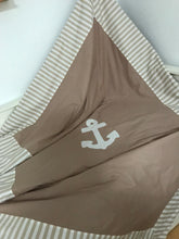 Load image into Gallery viewer, Maritime patchwork blanket, bedspread, children's blanket, bed throw 130cm x 200cm beige/white
