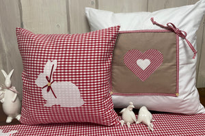 1x Landhausstil Tischläufer, Tischdecke, Ostertischdecke, Tischläufer Ostern rot/weiß kariert, 40x90cm.