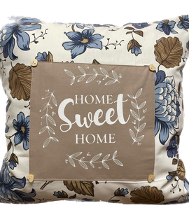 Landhausstil Kissenhülle * Kissenbezug * Dekokissen „ Home Sweet Home „ beige/blau