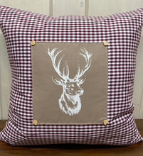 Load image into Gallery viewer, 1x country house style cushion cover * cushion cover * farmhouse decorative cushion *deer* beige/wine red
