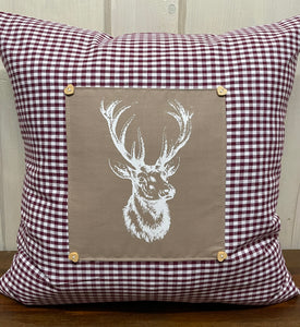 1x country house style cushion cover * cushion cover * farmhouse decorative cushion *deer* beige/wine red