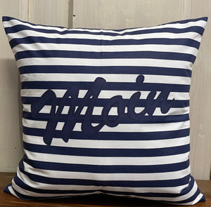 1x Maritime Kissenhülle, Kissenbezug, Landhausstil Kissen, Anker blau/weiß