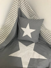 Load image into Gallery viewer, Maritime patchwork blanket, bedspread, children's blanket, bed throw 130cm x 200cm grey/white
