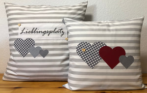Landhausstil Kissenhülle * Kissenbezug * Dekokissen * Herzen *