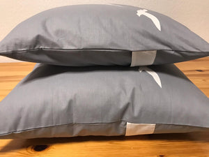 1 Maritime Kissenhülle, Kissenbezug, Landhausstil Kissen * Möwen * grau/weiß
