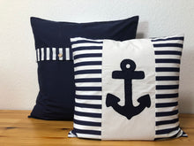 Lade das Bild in den Galerie-Viewer, 1 Maritime Kissenhülle, Kissenbezug,Landhausstil Kissen Anker weiß/blau
