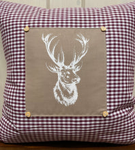Load image into Gallery viewer, 1x country house style cushion cover * cushion cover * farmhouse decorative cushion *deer* beige/wine red
