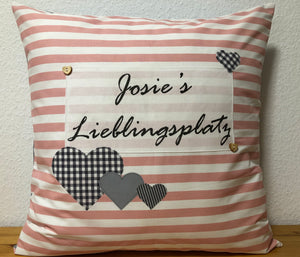 1x Personalisierte Kissenhülle, Landhausstil Kissenhülle * Kissenbezug * Dekokissen * …. Lieblingsplatz *