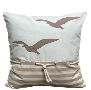 1 Maritime Kissenhülle, Kissenbezug, Landhausstil Kissen * Möwen * weiß/beige