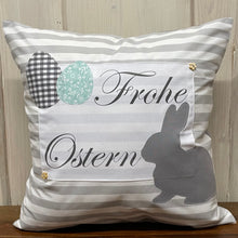 Lade das Bild in den Galerie-Viewer, 1 Landhausstill Kissenhülle, Kissenbezug, Osterkissen,Ostern grau/weiß
