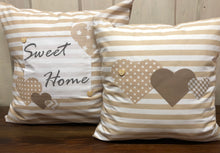 Load image into Gallery viewer, 1x country house style cushion cover * cushion cover * decorative cushion “Sweet Home” beige/white
