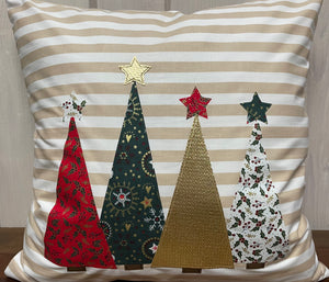 1x Weihnachtliche Landhausstil Kissenhülle * Kissenbezug * Dekokissen * beige weiß gestreift