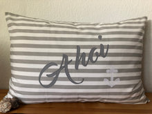 Lade das Bild in den Galerie-Viewer, Maritime Kissenhülle, Kissenbezug, Landhausstil Kissen * Ahoi * grau/weiß 40x60.
