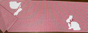 1x Landhausstil Tischläufer, Tischdecke, Ostertischdecke, Tischläufer Ostern rot/weiß kariert, 40x90cm.