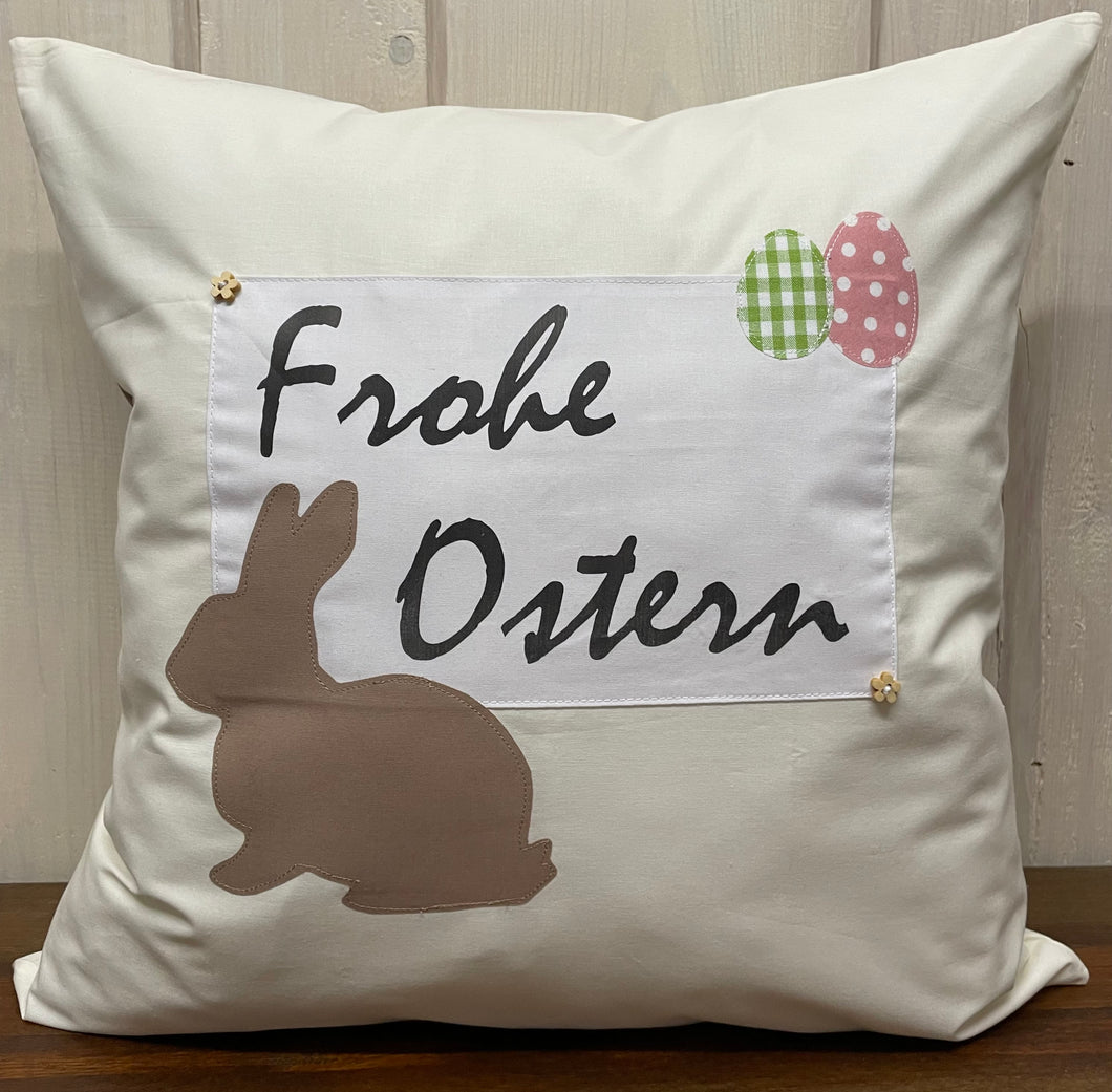 1 Landhausstill Kissenhülle, Kissenbezug, Osterkissen,Ostern creme/beige
