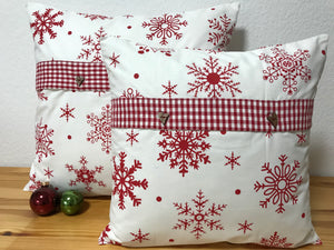 1x Weihnachtliche Landhausstil Kissenhülle * Kissenbezug * Dekokissen * weiß/rot