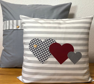 Landhausstil Kissenhülle * Kissenbezug * Dekokissen * Herzen *