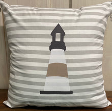 Lade das Bild in den Galerie-Viewer, Maritime Kissenhülle, Kissenbezug, Landhausstil Kissen * Leuchtturm * grau/weiß/beige
