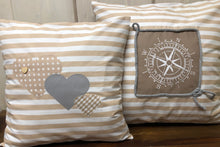 Load image into Gallery viewer, 1 country house style cushion cover * cushion cover * decorative cushion “hearts” beige/white
