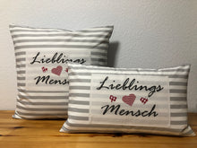 Load image into Gallery viewer, 1x country house style cushion cover * cushion cover * decorative cushion grey/white * favorite person *
