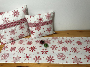 1x Weihnachtliche Landhausstil Kissenhülle * Kissenbezug * Dekokissen * weiß/rot