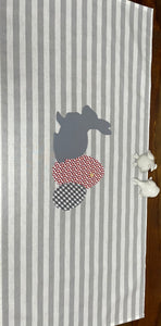 1x Landhausstil Tischläufer, Tischdecke, Ostertischdecke, Tischläufer Ostern grau /weiß, 40x90cm.